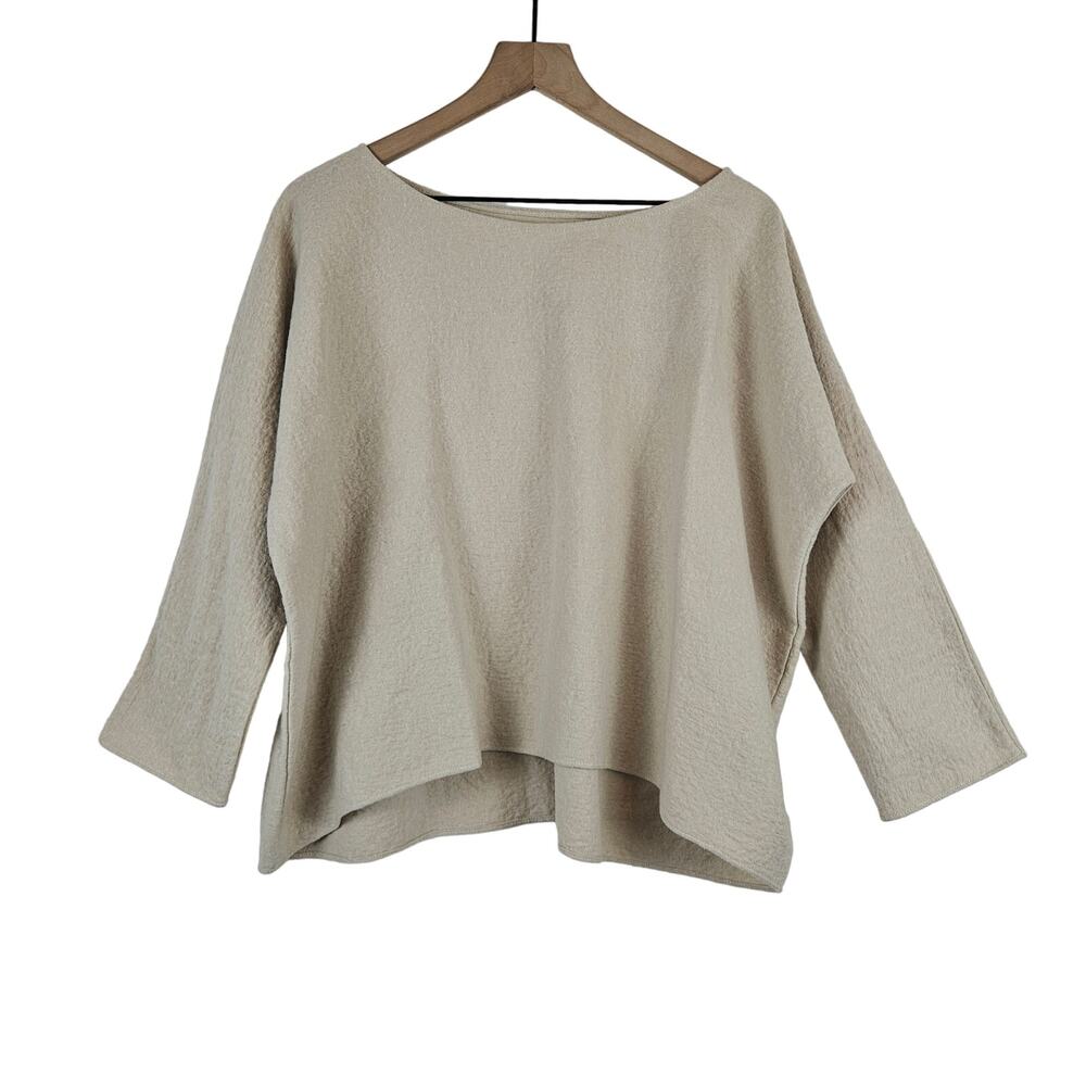 Rachel Craven Cotton‎ Wool boxy cozy lagenlook sweater, natural tan, size 2